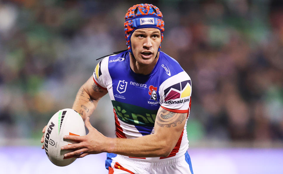 Kalyn Ponga, pictured here in action for Newcastle against Canberra. 