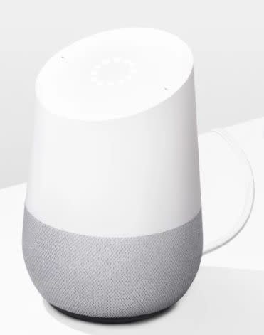 <a href="https://www.huffingtonpost.com/topic/google">Google</a> Home, regularly&nbsp;<a href="https://store.google.com/product/google_home" target="_blank">$129</a>.&nbsp; (Photo: <a href="https://store.google.com/product/google_home" target="_blank">Google</a>)