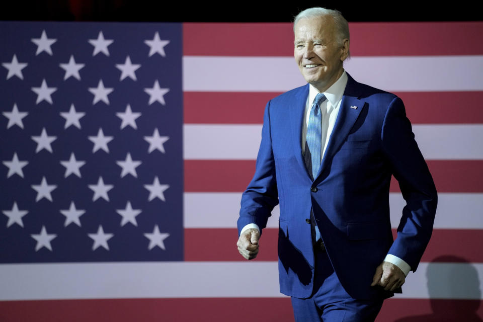 President Joe Biden arrives to speak on the debt limit during an event at SUNY Westchester Community College, Wednesday, May 10, 2023, in Valhalla, N.Y. (AP Photo/John Minchillo)