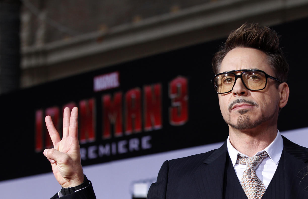 Cast member Robert Downey Jr. poses at the premiere of 