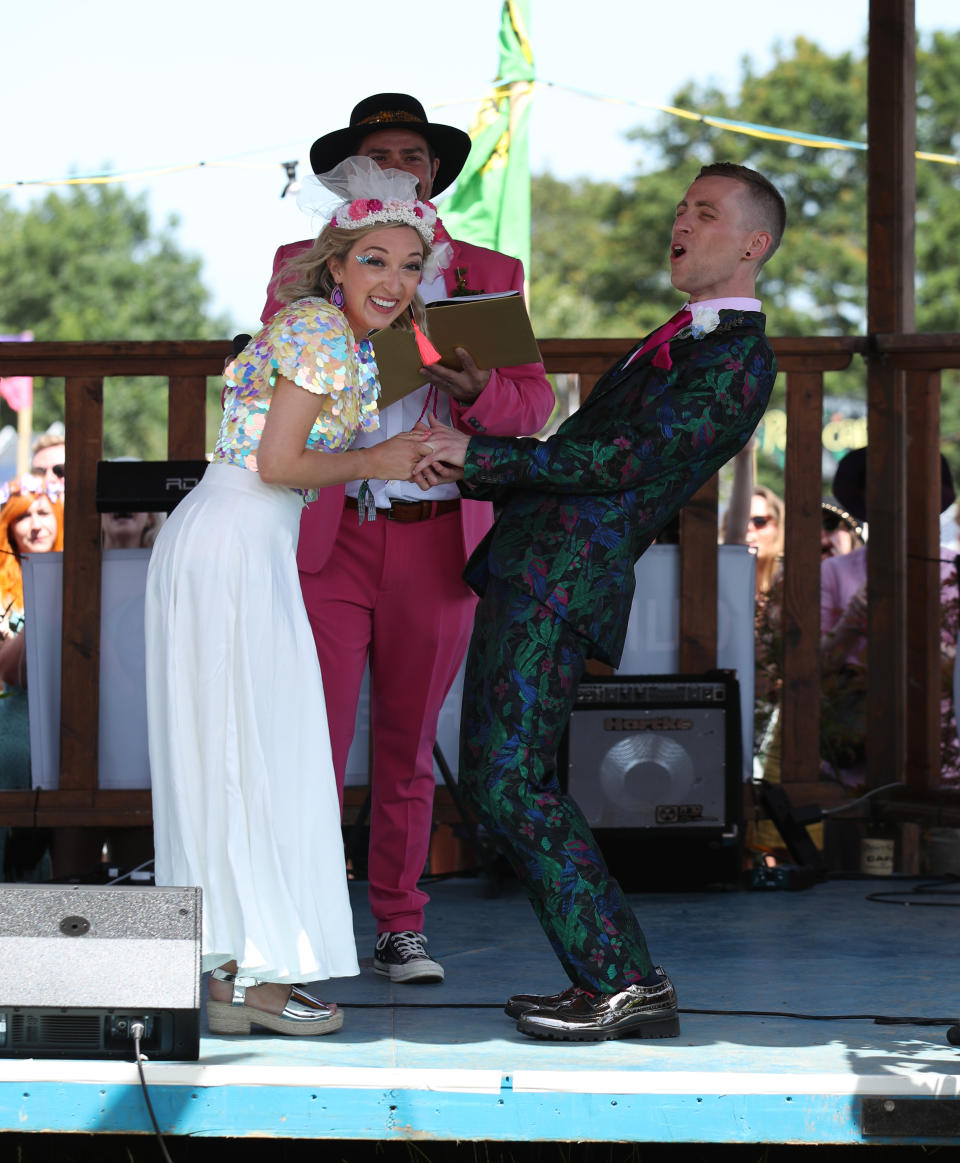 The wedding celebration at Glastonbury, took place on Friday (PA)