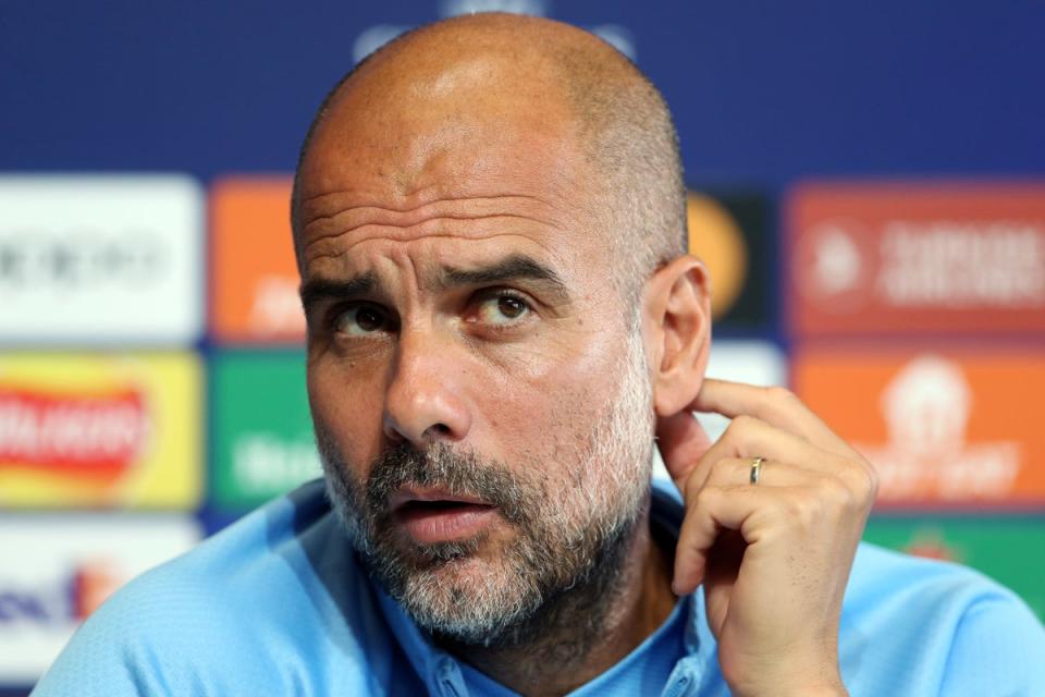 Pep Guardiola is preparing his side to face Manchester United (Barrington Coombs/PA) (PA Wire)