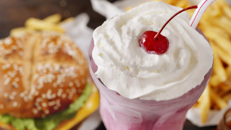 milkshake with fries and burger 