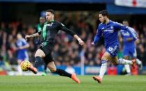 Football Soccer - Chelsea v Stoke City - Barclays Premier League - Stamford Bridge - 5/3/16 Chelsea's Eden Hazard in action with Stoke's Geoff Cameron Reuters / Stefan Wermuth Livepic