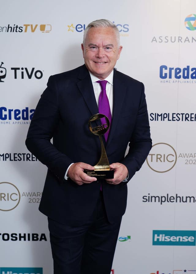 Huw Edwards with the Live Event award for the State Funeral of Queen Elizabeth II at the TRIC (The Television and Radio Industries Club) awards at the Grosvenor House Hotel in London