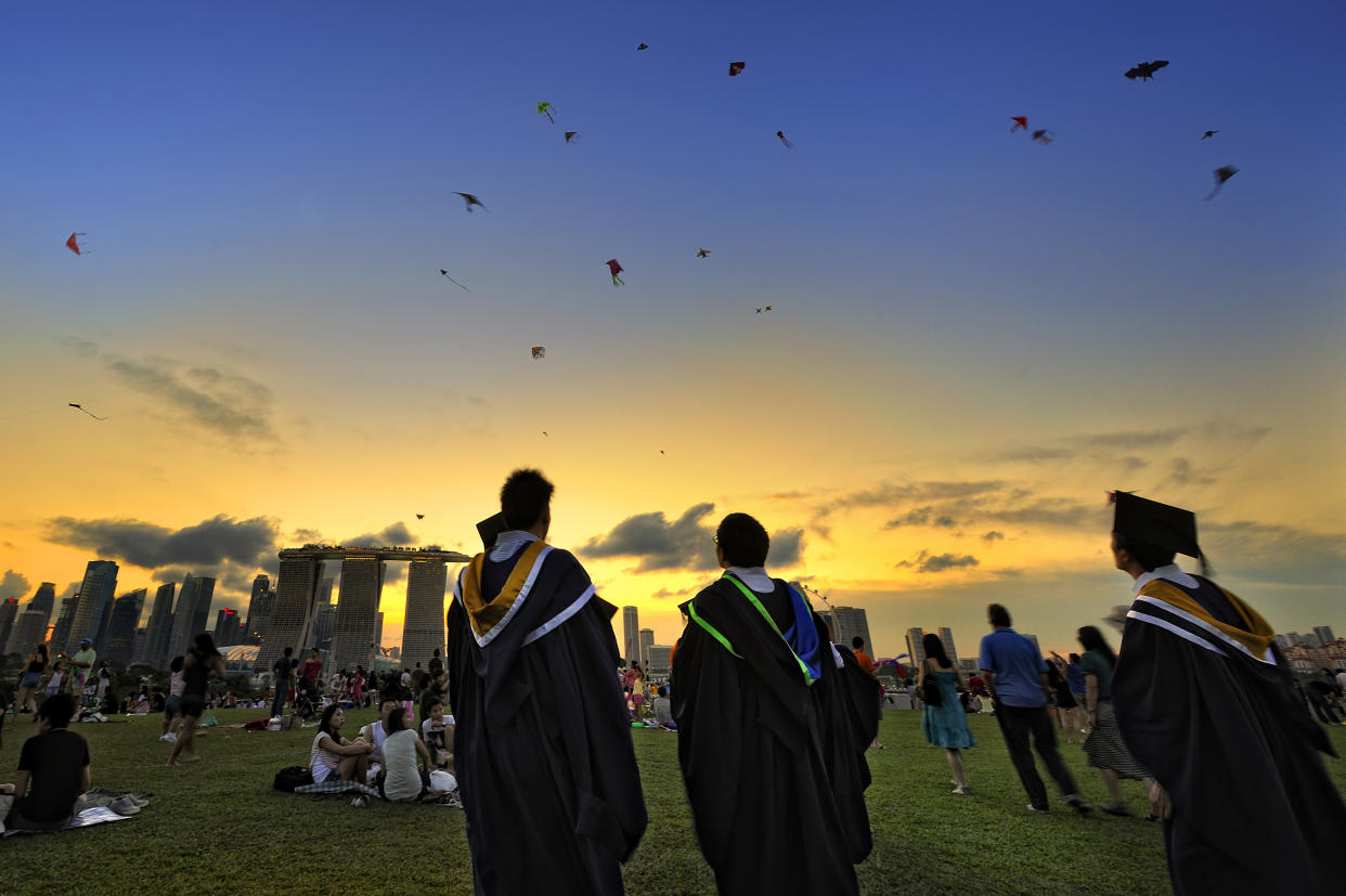 Young graduates seen at Marina Barrage. (Yahoo News Singapore file photo)