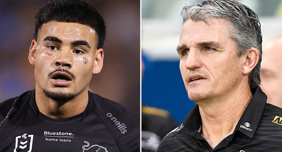 Panthers coach Ivan Cleary pictured right and Taylan May left