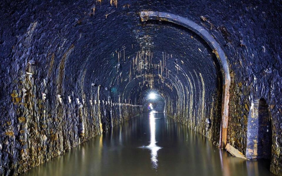 The Rhondda railway tunnel prior to being drained in 2018 - Rhondda Tunnel Society