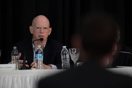 Member of the board Arthur Gonzalez attends a meeting of the Financial Oversight and Management Board for Puerto Rico at the College of Engineers and Land Surveyors in San Juan, Puerto Rico October 31, 2017. REUTERS/ Alvin Baez