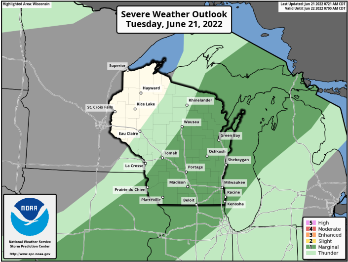 Milwaukee hits 100 degrees on longest day of year; heat causes pavement to buckle on I-94; scattered strong storms possible