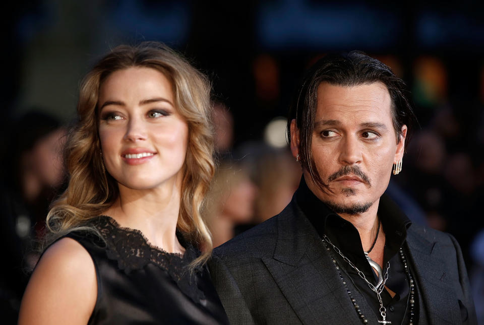 Amber Heard and Johnny Depp attend the <em>Black Mass</em> screening on October 11, 2015 in London, England. (Photo: Getty Images)