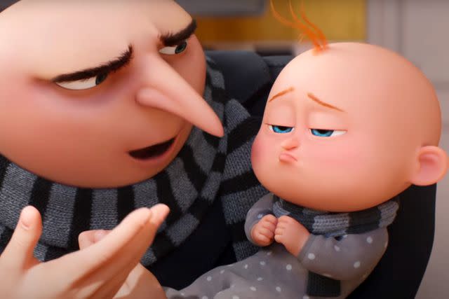 <p>Illumination/YouTube</p> Gru and Gru Jr. in Despicable Me 4