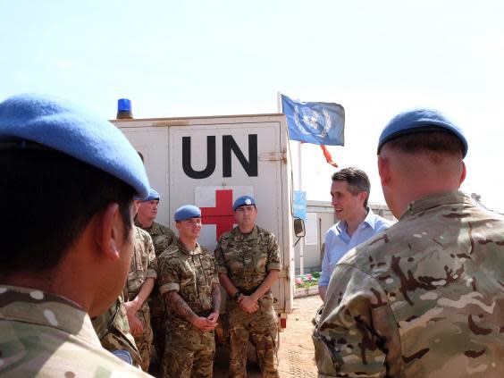 The defence secretary talks to British troops who are part of a UN mission in South Sudan (Kim Sengupta)