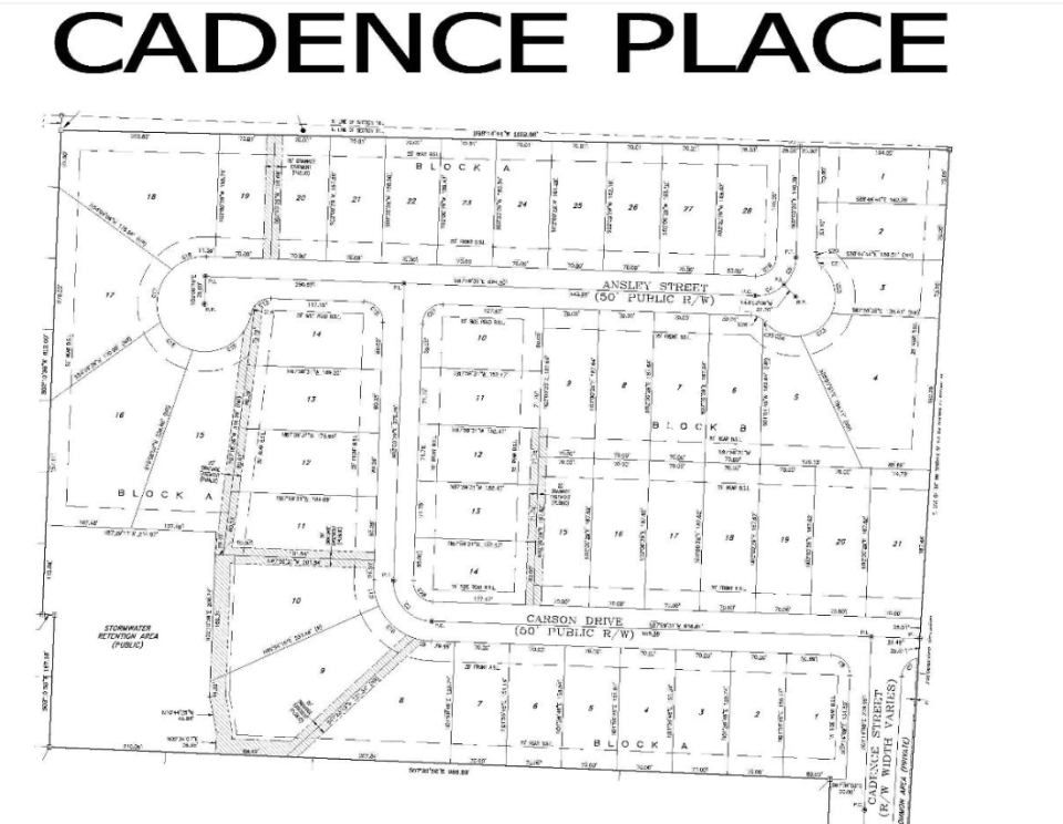 Cadence Place is a 22-acre, 49- lot subdivision located in District 3.