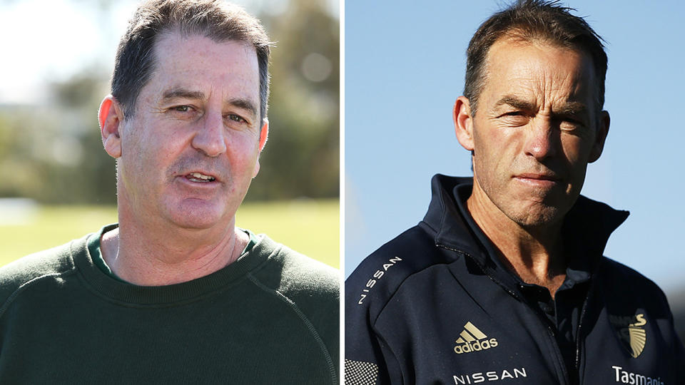 Carlton's pursuit of Ross Lyon and Alastair Clarkson to be the next coach of the Blues has been heavily criticised, with neither candidate now likely to accept the job. Pictures: Getty Images