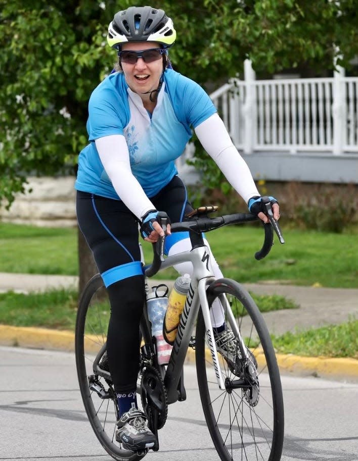 Shira Yahalom, an ER physician in Indianapolis, said cycling refreshes her after intense shifts in the emergency room at Eskenazi Hospital.