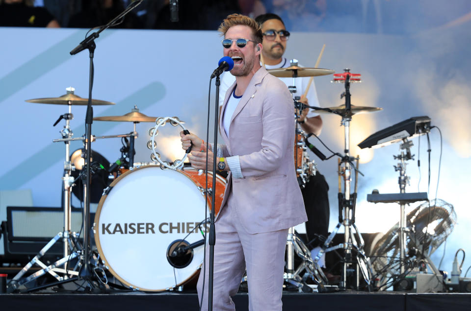 Ricky Wilson of the Kaiser Chiefs performs during the Ryder Cup Opening Ceremony at Le Golf National, Saint-Quentin-en-Yvelines, Paris.