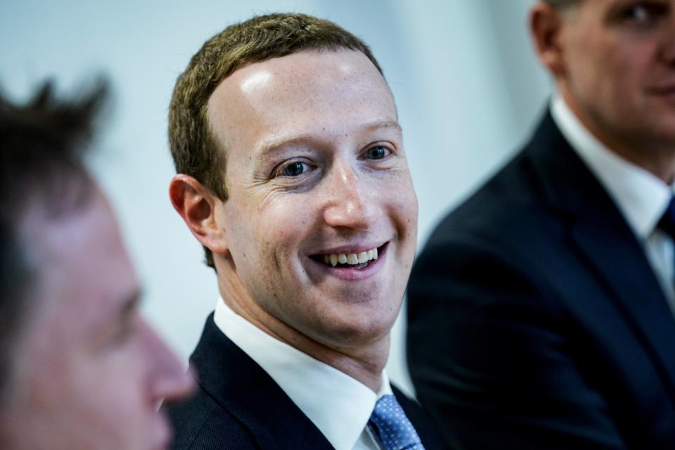 Founder and CEO of US online social media and social networking service Facebook Mark Zuckerberg reacts upon his arrival for a meeting with European Commission vice-president in charge for Values and Transparency, in Brussels, on February 17, 2020. (Photo by Kenzo TRIBOUILLARD / AFP) (Photo by KENZO TRIBOUILLARD/AFP via Getty Images)