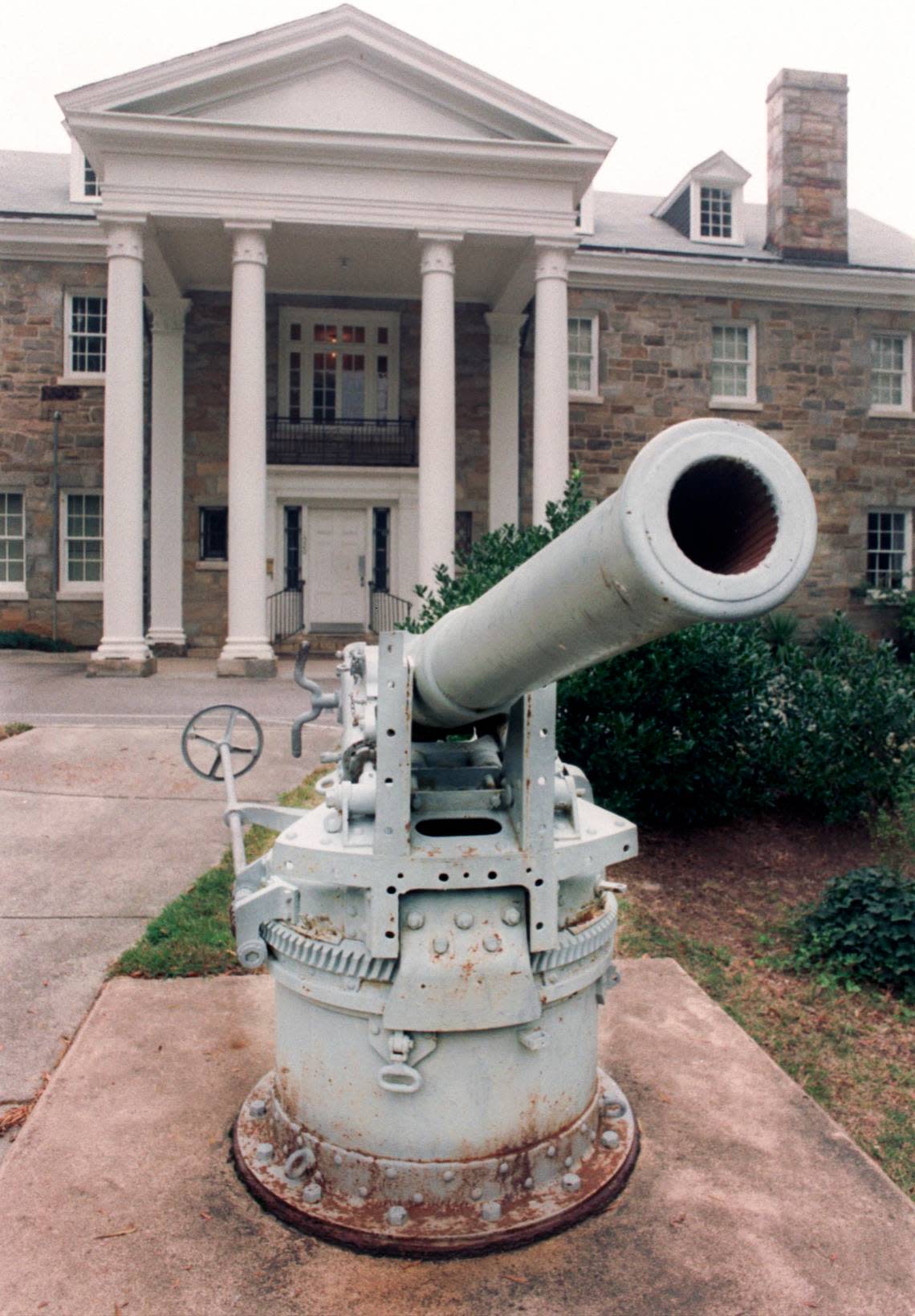 This German naval gun, shown in a file photo taken in 1998, stood for decades in front of Wakestone, the former Raleigh home of Josephus Daniels, who was U.S. Secretary of the Navy from 1913 to 1921.