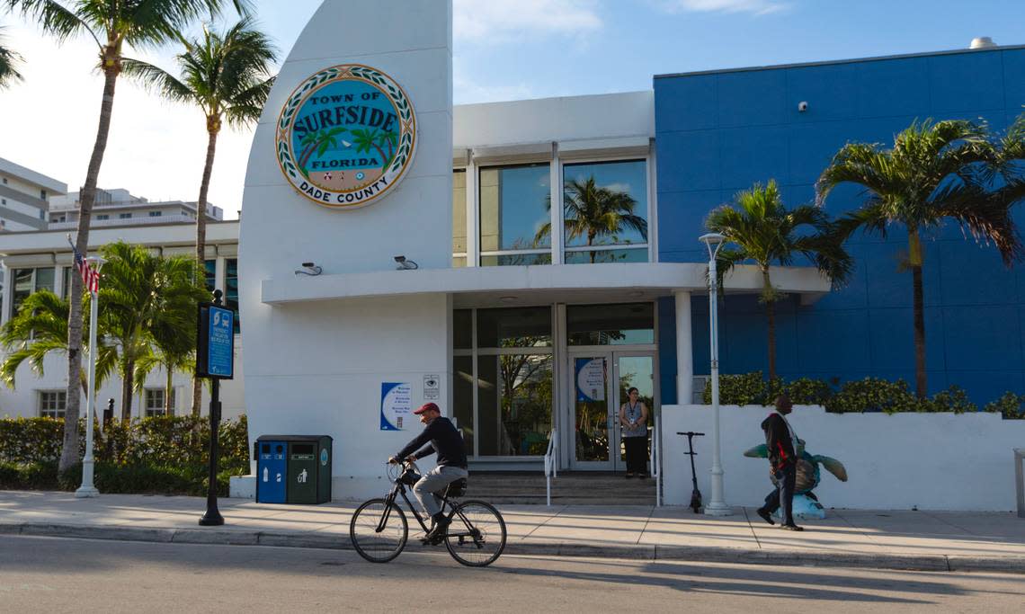 A view of Surfside Town Hall during the presidential primary and local election in Miami-Dade County on Tuesday, March 19, 2024, in Surfside, Florida.