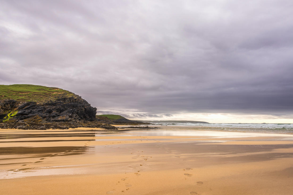 Sunset on Eoropie beach in Ness area, isle of Lewis, Scotland. (Getty Images)