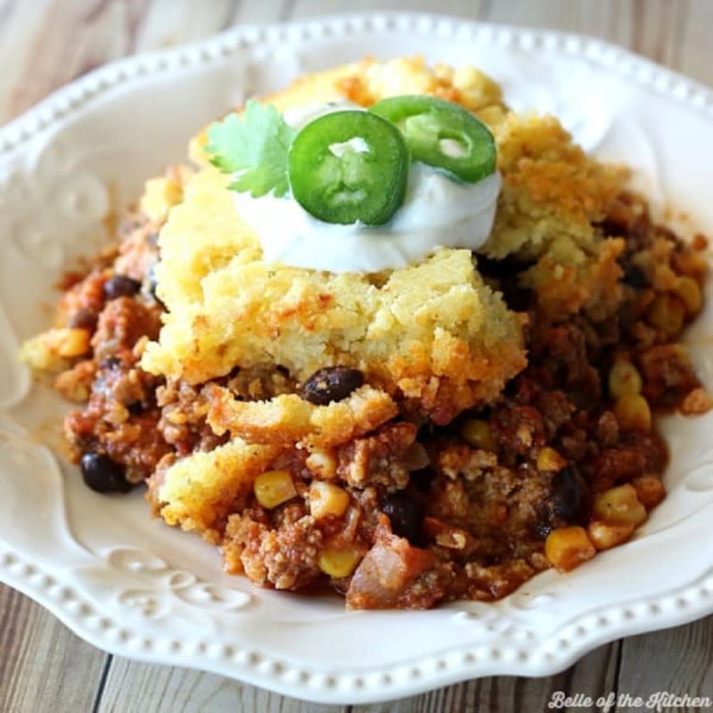 <p>Belle of the Kitchen</p><p>It’s cooks together for a hearty and comforting dinner!</p><p><strong>Get the recipe: </strong><a href="https://belleofthekitchen.com/chili-cornbread-casserole/" rel="nofollow noopener" target="_blank" data-ylk="slk:Chili Cornbread Casserole;elm:context_link;itc:0;sec:content-canvas" class="link rapid-noclick-resp"><strong>Chili Cornbread Casserole</strong></a></p>