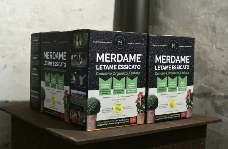 Merdame brand fertilizer, left over after cow dung is burnt for fuel on the farm on Italy's "Shit Museum", is set to hit surpermarket shelves soon