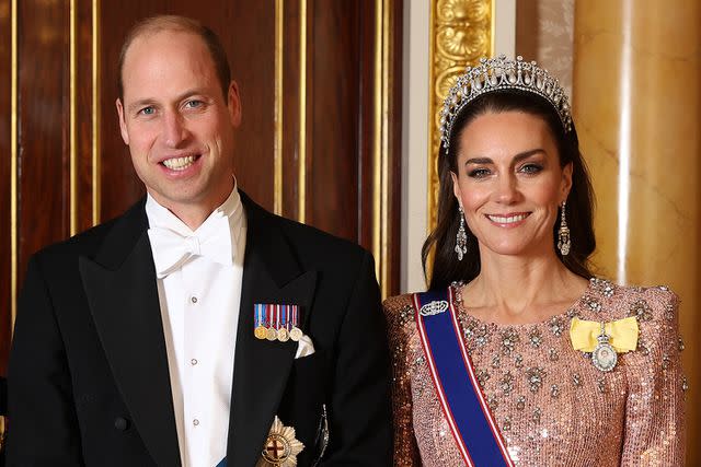 <p>Chris Jackson/Getty</p> Prince William and Kate Middleton attend the Diplomatic Reception at Buckingham Palace on Dec. 5, 2023