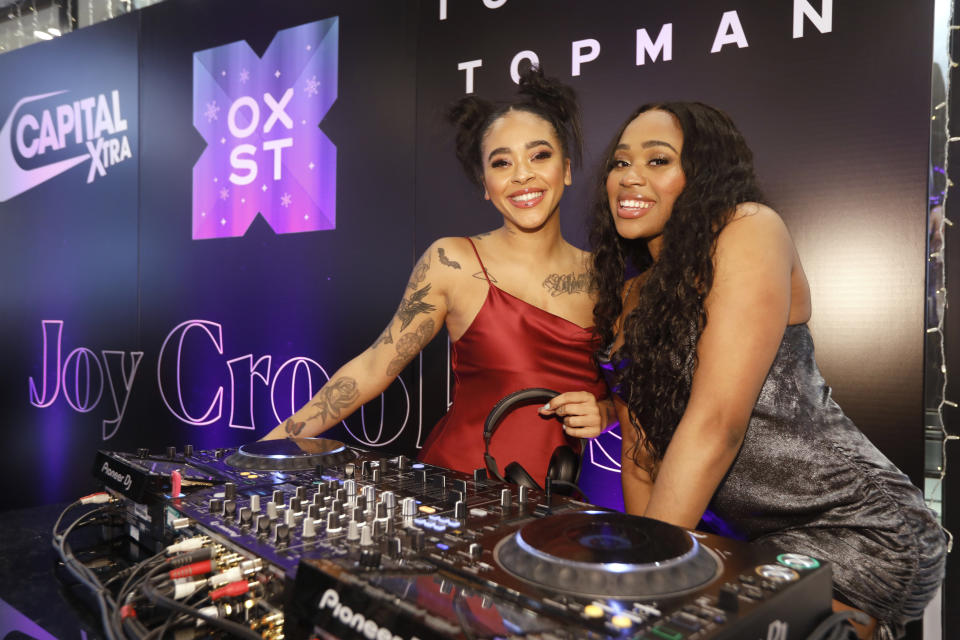 EDITORIAL USE ONLY Capital XTRA presenters Yinka and Shayna Marie DJ at the??Oxford??Street??Christmas lights switch on, in partnership with Capital XTRA, celebrating 60 years of the annual display, London.