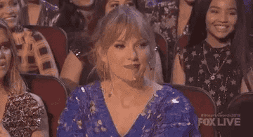 GIF of Taylor Swift looking uncomfortable