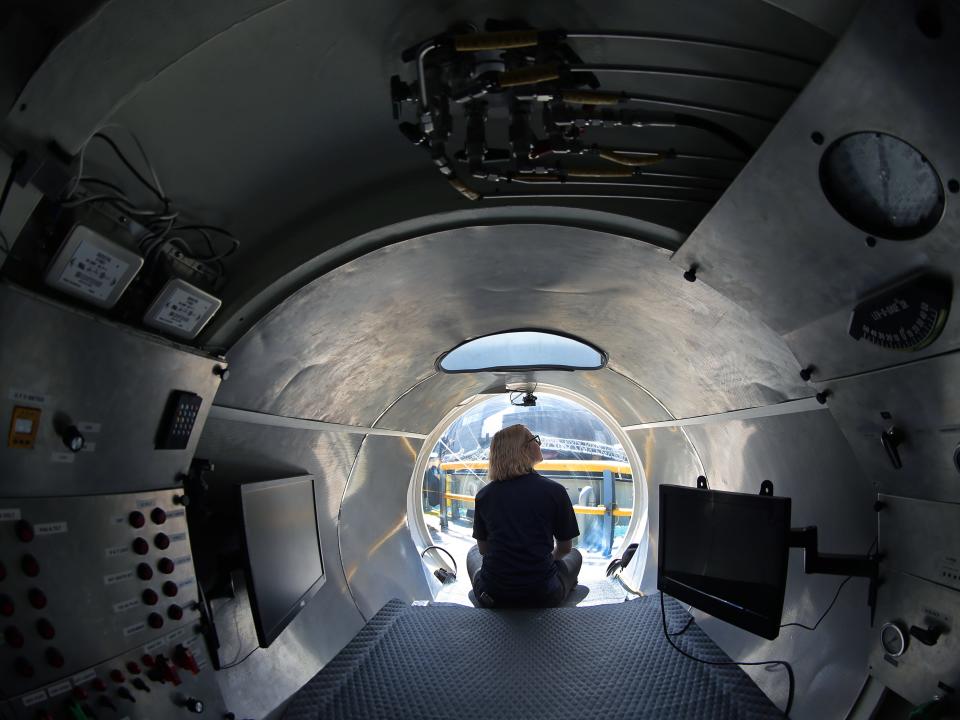 A sub pilot sits in the Cyclops-1, OceanGate's predecessor to the Titan.
