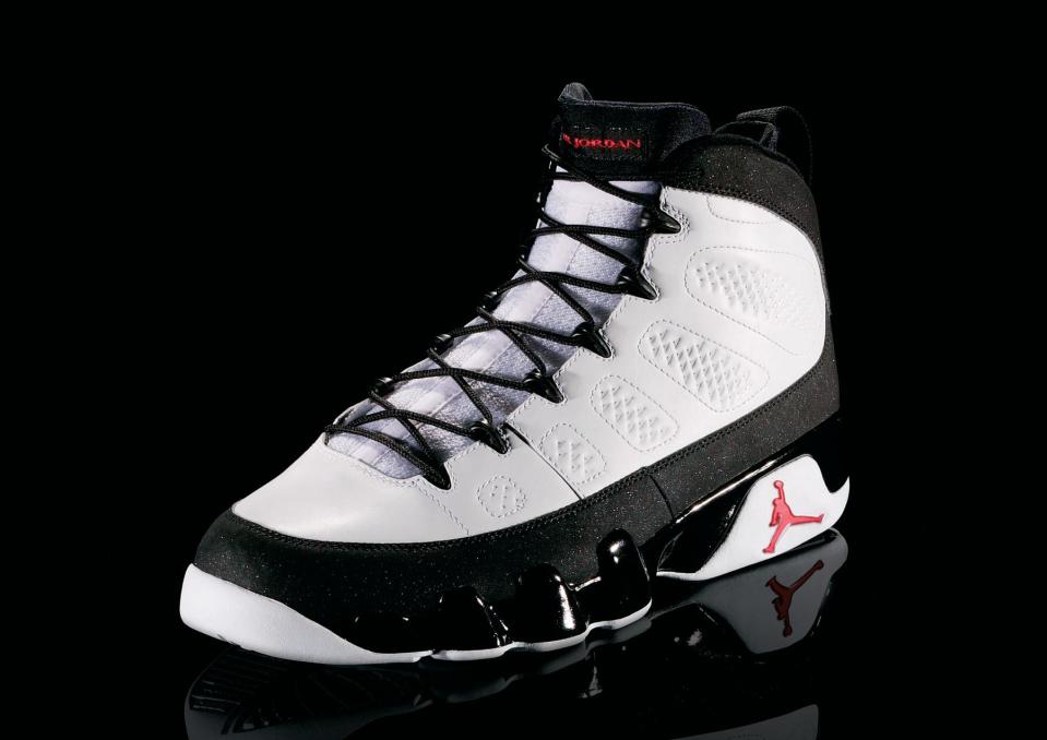 <p>Air Jordan IX - "Perfect Harmony" (1994): Jordan retired before the release of this shoe, he never wore them in an NBA game. (Photo courtesy of Nike)</p>