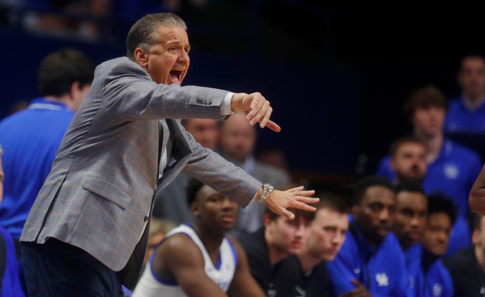 Kentucky John Calipari coaches against Kentucky State Thursday night.