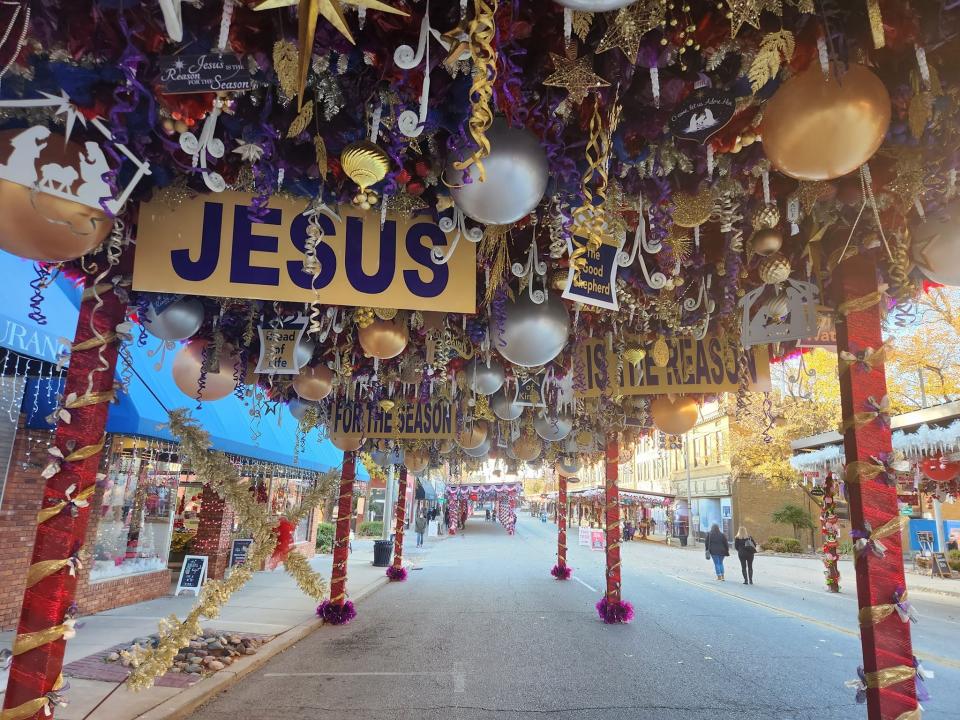 Sapulpa's Route 66 Christmas Chute is a new holiday attraction that invites people to walk historic Route 66 under 800-foot-long canopies adorned with Christmas ornaments, lights and decor in 10 Christmas themes.
