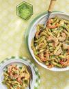 <p><strong>Recipe: <a href="https://www.southernliving.com/recipes/creamy-pesto-shrimp-penne-with-peas" rel="nofollow noopener" target="_blank" data-ylk="slk:Creamy Pesto-and-Shrimp Penne with Peas;elm:context_link;itc:0;sec:content-canvas" class="link ">Creamy Pesto-and-Shrimp Penne with Peas</a></strong></p> <p>Pretty much all the ingredients for this scrumptious pasta dish are in the name. Pre-peeled shrimp, frozen peas, and store-bought pesto make for deliciously easy dinner.</p>