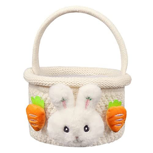 9) Knitted Easter Basket with Big Bunny and Carrots Stuffers