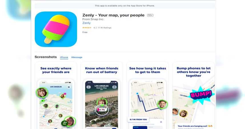 Zenly可查看好友的確切位置。（圖／翻攝自Apple App Store）