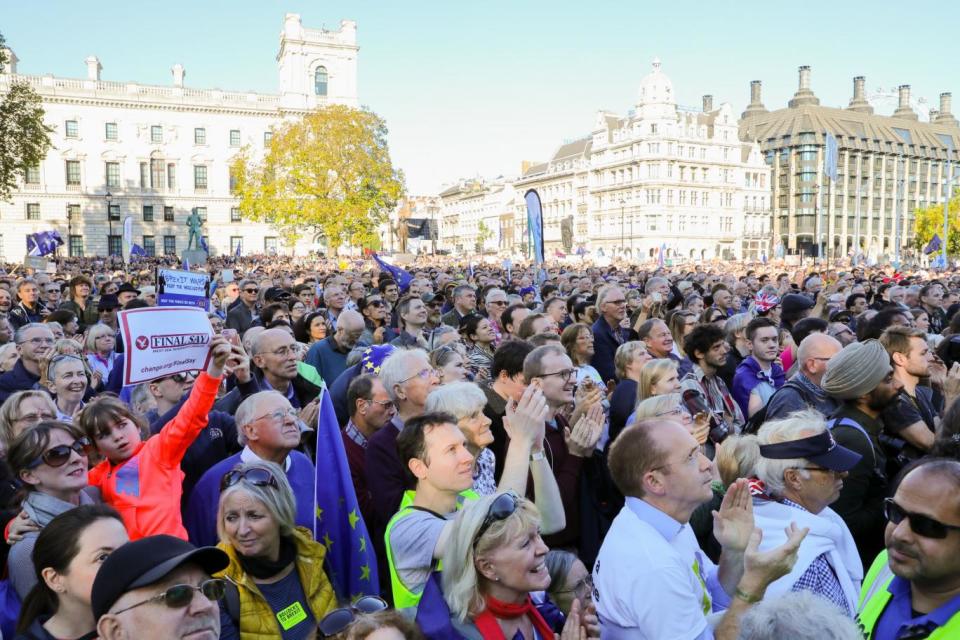 Thousands gathered to hear speeches (EPA)