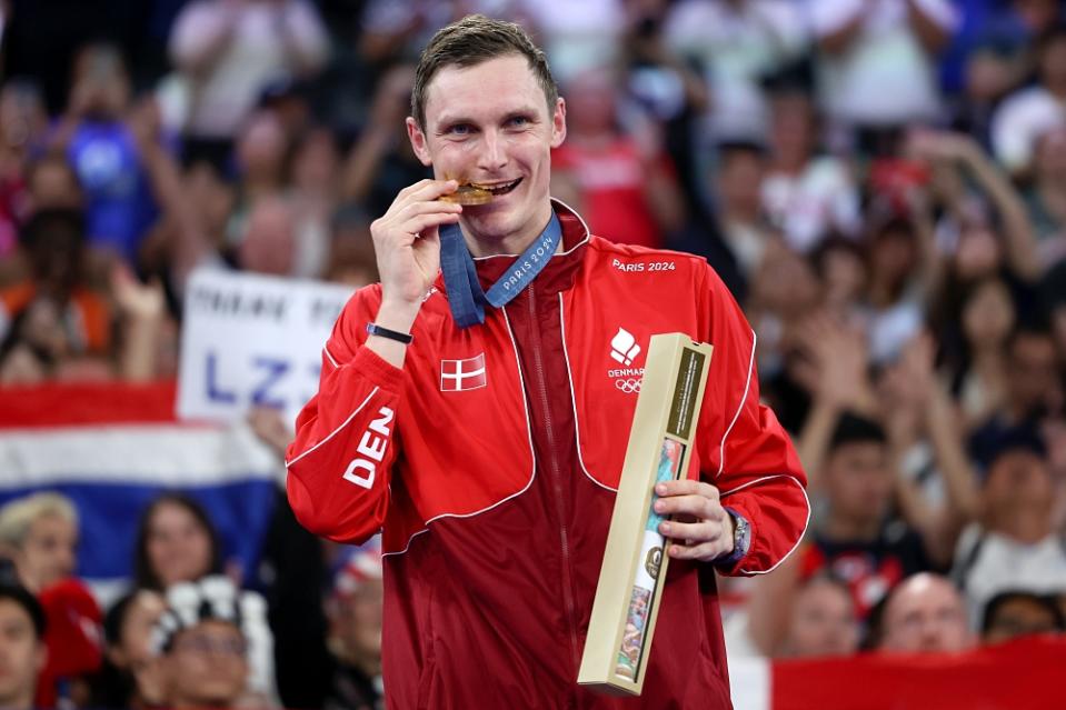 Paris Olympics men's singles gold medalist Axelsen (Image: Getty Images)