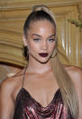 <p>The rising model showed off her good side wth a sleek high ponytail hairstyle, bronze eyeshadow, and matte burgundy lips at UGG x Jeremy Scott collaboration launch event in West Hollywood, Calif. (Photo by John Sciulli/Getty Images for UGG) </p>