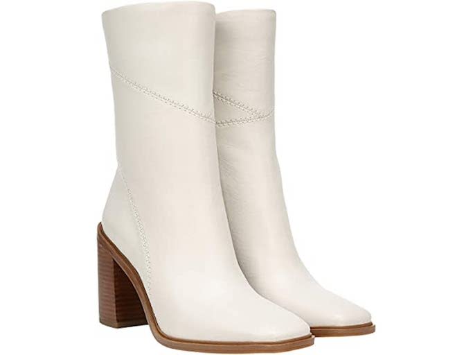 franco sarto, white boots, mid calf boots 