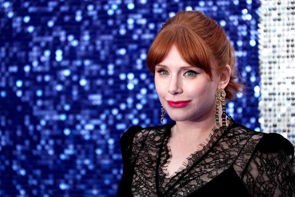 Bryce Dallas Howard poses on the red carpet upon arriving for the UK premiere of the film "Rocketman" in London on May 20, 2019.