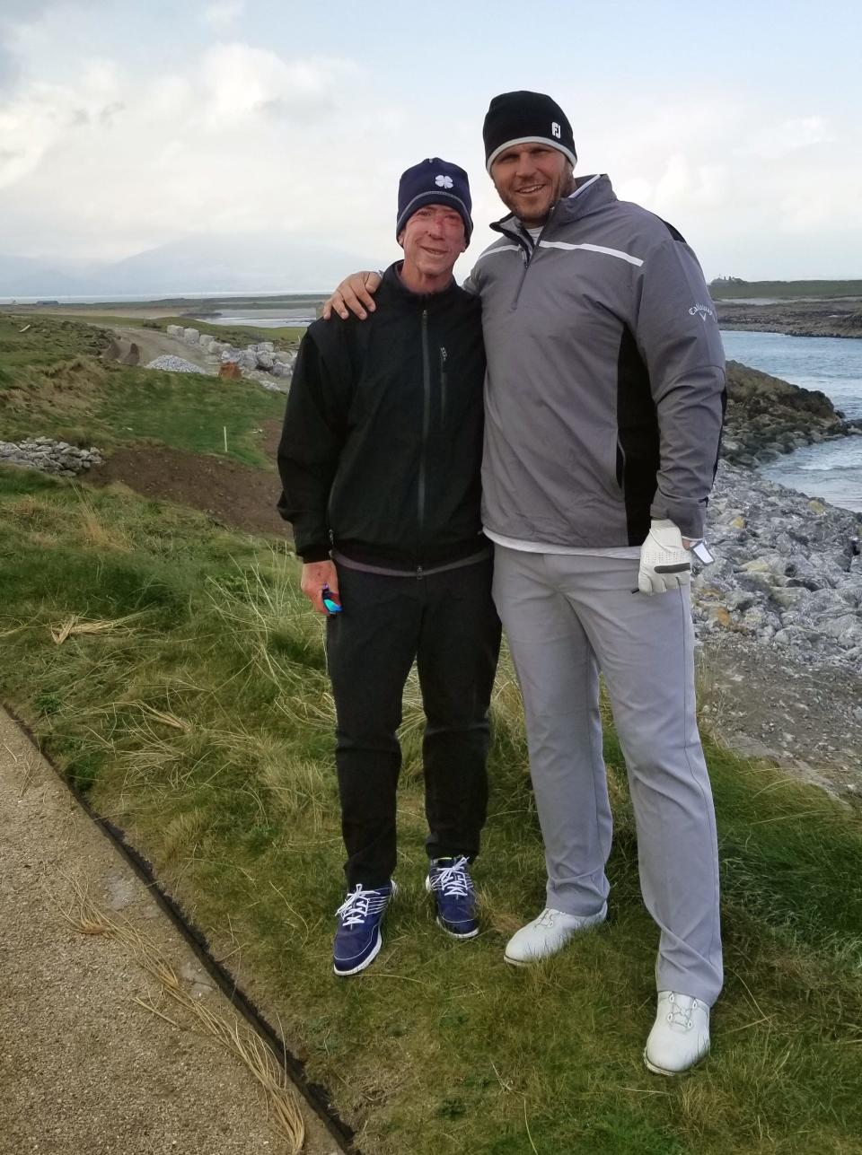 Jaguars' legendary tackle Tony Boselli with his father, Tony Sr., who passed away last May from melanoma, on a golf vacation in Ireland in 2018. [Provided by Boselli family]