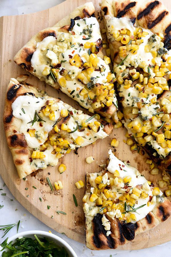 Charred Corn with Rosemary Grilled Pizza