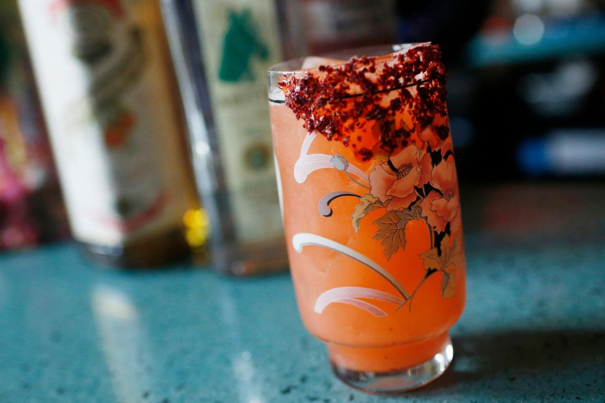 The Strawberita at Puma Yu’s and with strawberry syrup made from strawberries from Lady Bird and Diamond Hill Farms and a rim of Pet Pet flower power. Puma Yu’s offers a variety of margaritas such as spicy, tamarind and the Strawberita.