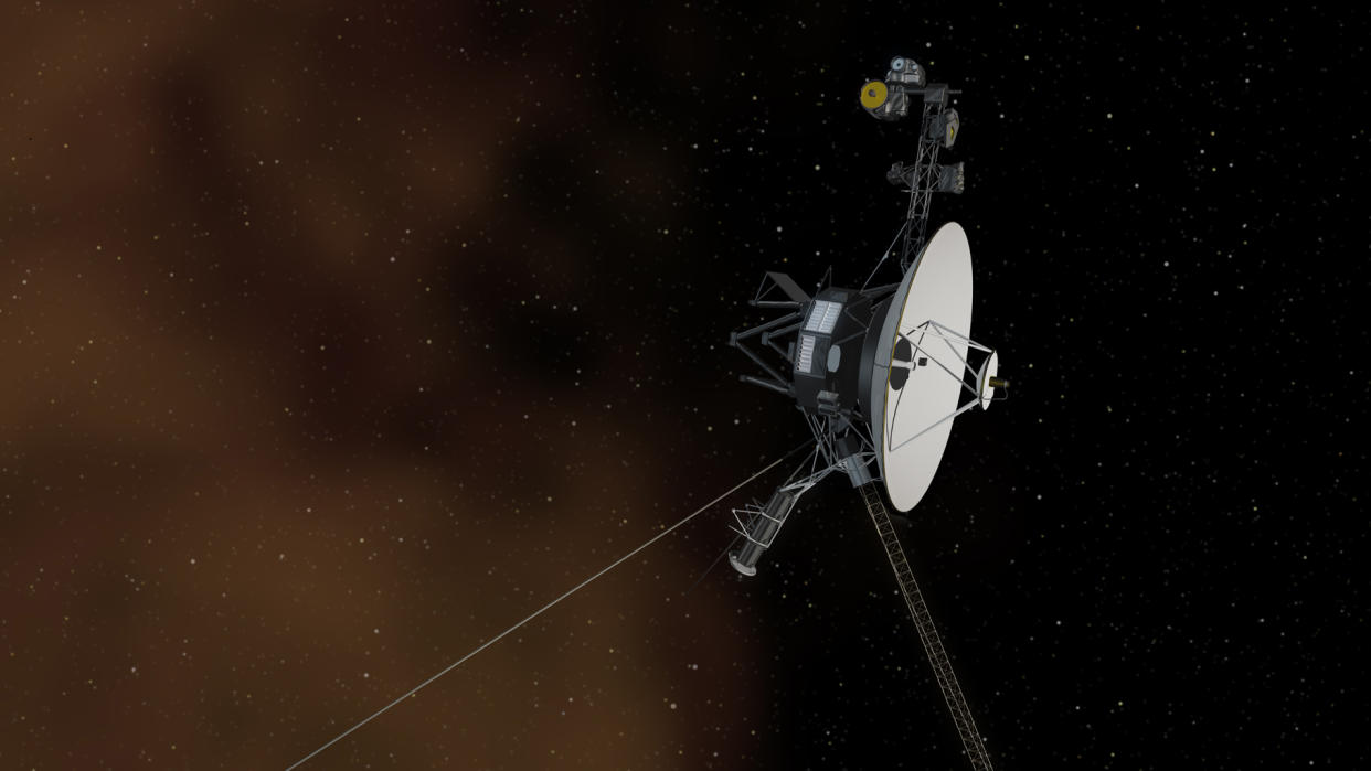  An artist's depiction of a Voyager probe entering interstellar space. 