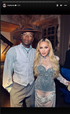 <p> Madonna/Instagram</p> Madonna poses with son David at her 65th birthday celebration.