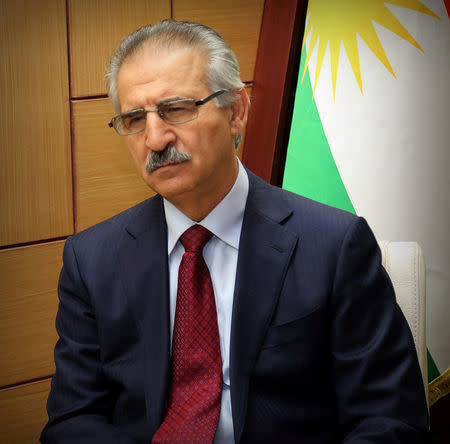 Mala Bakhtiar, the Patriotic Union of Kurdistan (PUK's) Politburo Executive Secretary speaks during an interview with Reuters in Sulaymaniyah, Iraq August 19, 2017. Picture taken August 19, 2017. REUTERS/Stringer