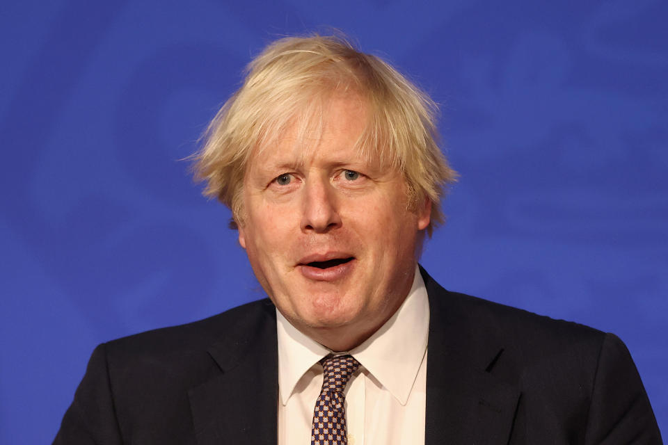 Prime Minister Boris Johnson during a media briefing in Downing Street, London, on coronavirus (Covid-19). Picture date: Tuesday November 30, 2021.