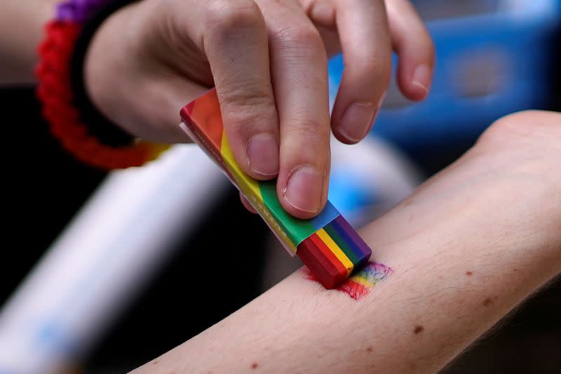 Participants take part in a Pride Run during the Shanghai Pride festival, in Shanghai